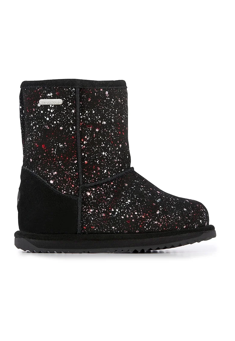 Ghete impermeabile de piele intoarsa, fara inchidere Galaxy Brumby, Rosu/Alb/Negru