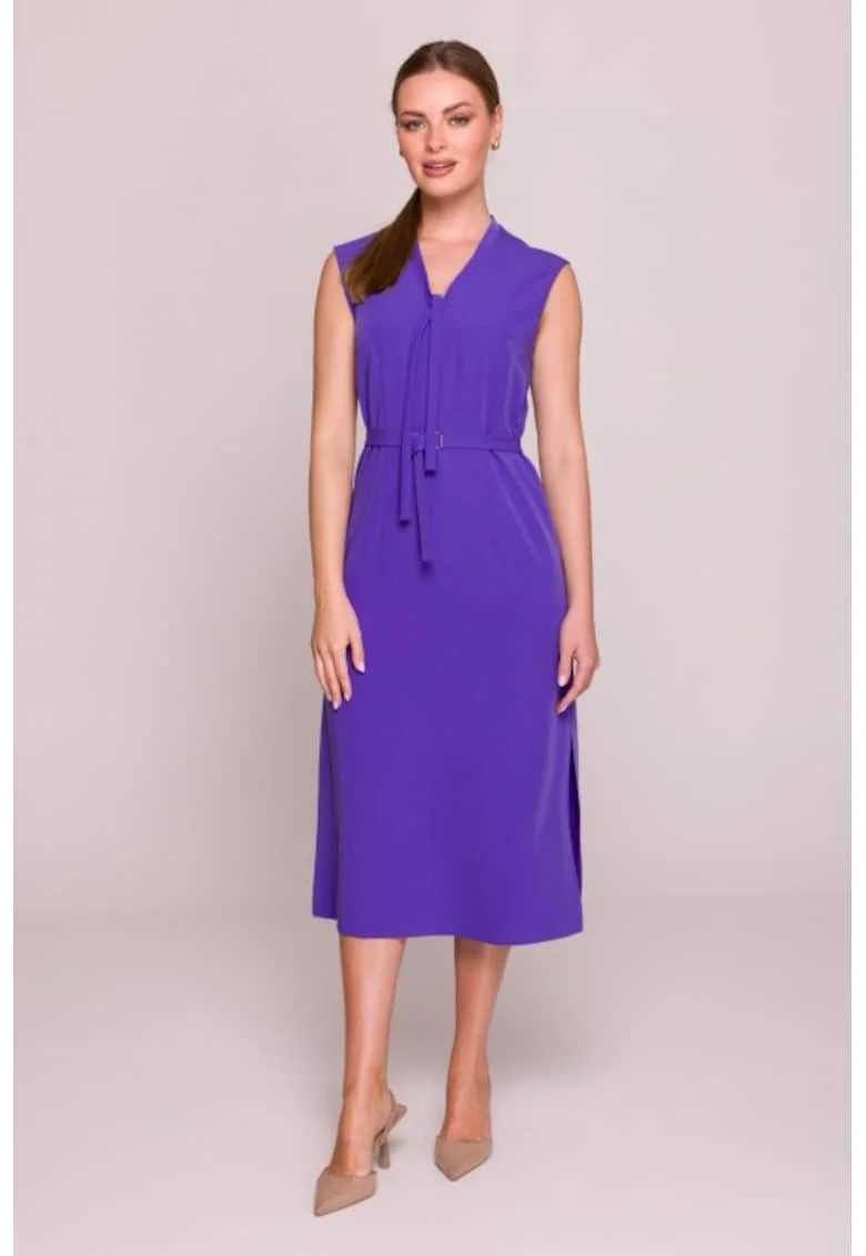 Rochie cu decolteu legat si curea in talie,