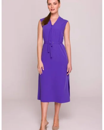 Rochie cu decolteu legat si curea in talie,