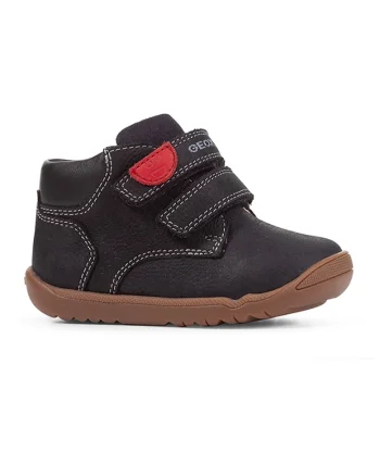 Ghete de piele nabuc cu velcro, Negru