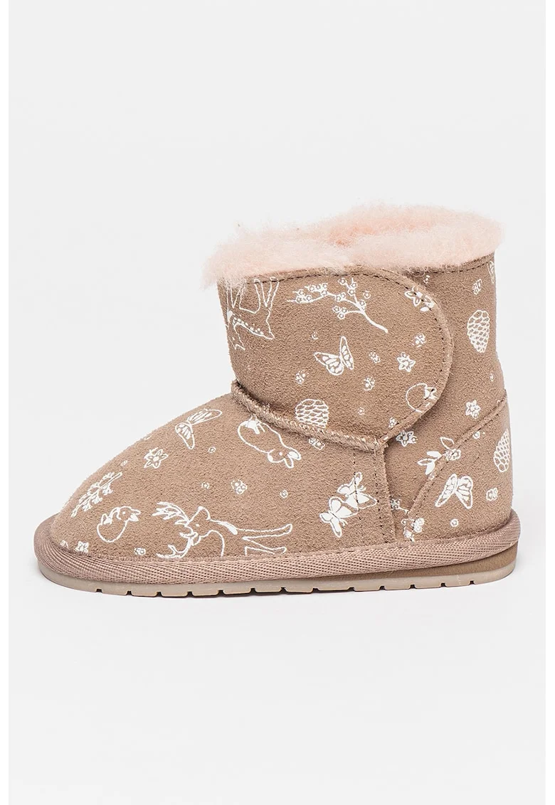 Cizme joase din piele intoarsa Woodland Toddle, Maro