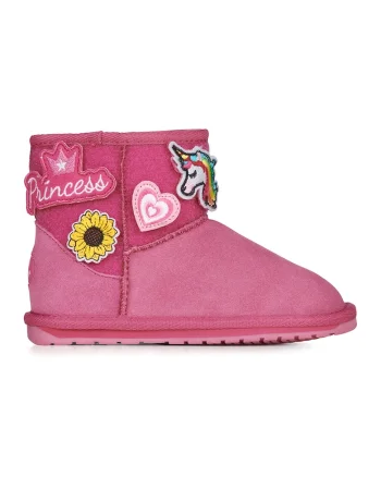 Cizme joase din piele intoarsa cu aplicatii Wallaby Mini Play, Roz