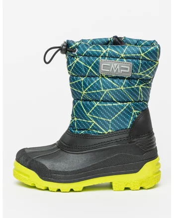 Cizme mid-calf de iarna cu segment matlasat Sneewy, Negru/Verde lime/Bleumarin
