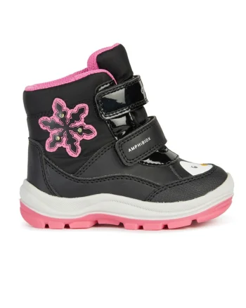 Ghete impermeabile cu inchidere velcro, Negru/Roz