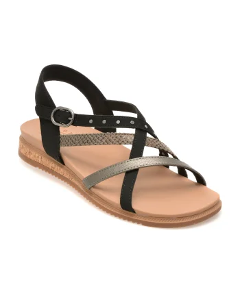Sandale SKECHERS negre, DESERT KISS LOW, din piele ecologica