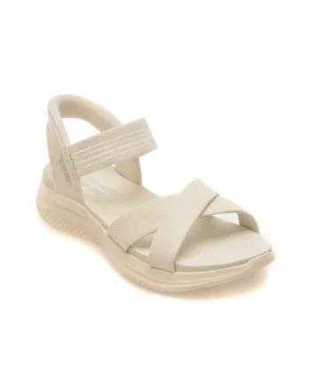 Sandale SKECHERS albe, ULTRA FLEX 3.0, din material textil