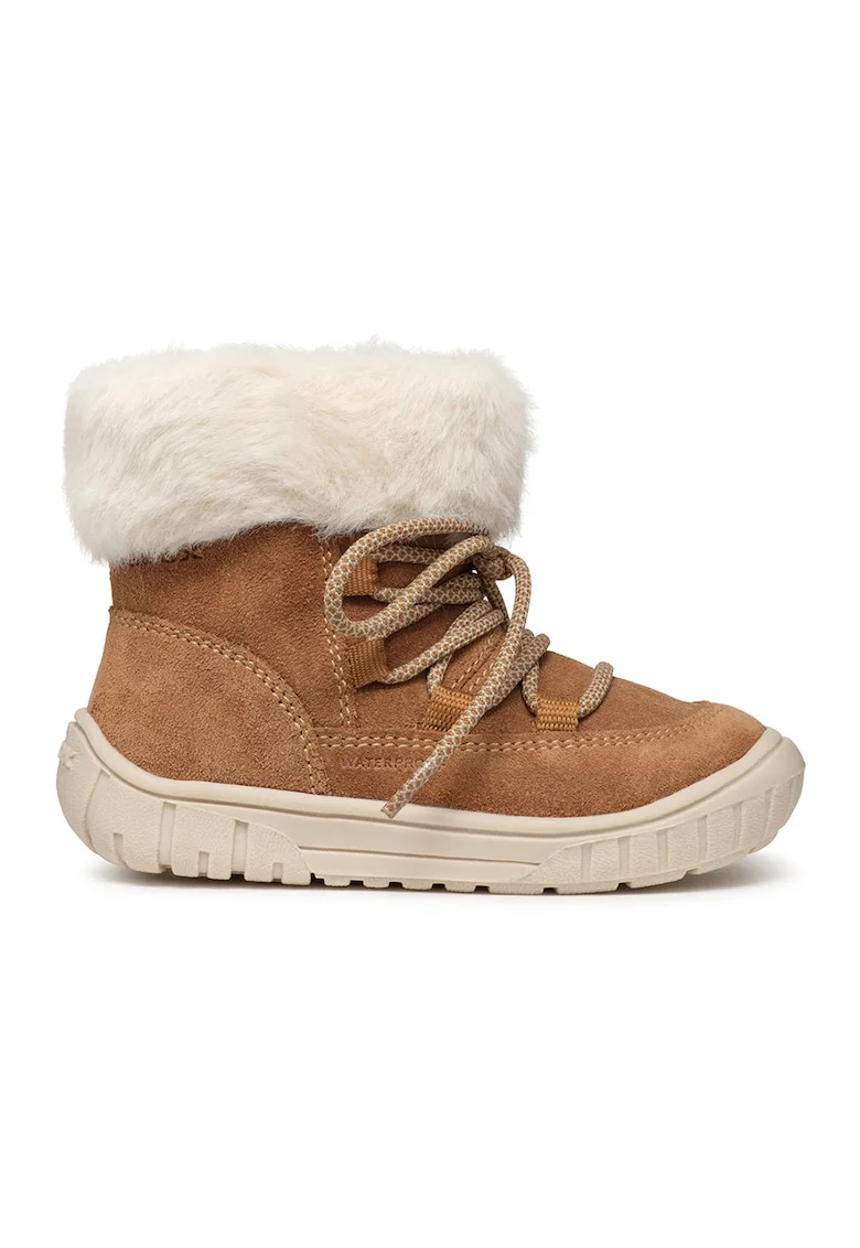 Ghete impermeabile de piele intoarsa, Maro camel