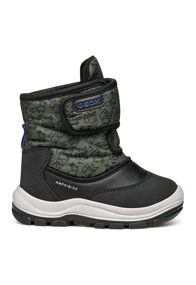 Ghete impermeabile cu inchidere velcro, Negru/Alb optic/Verde feriga