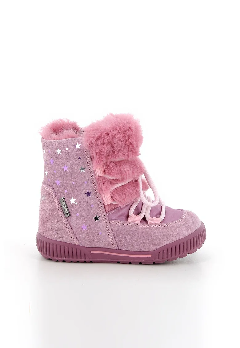Ghete de piele intoarsa cu fermoar, Roz