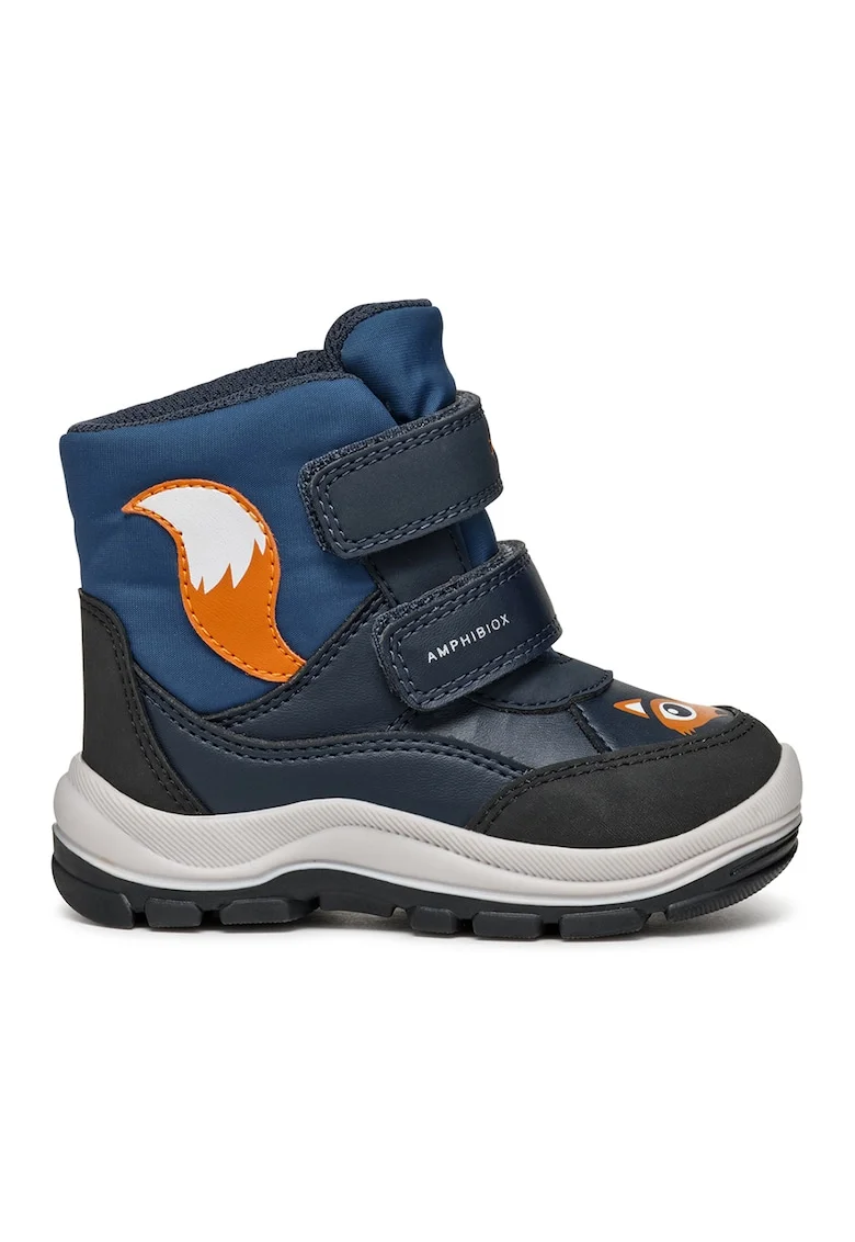 Ghete impermeabile cu inchidere velcro, Portocaliu mandarina/Alb murdar/Bleumarin