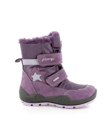 Ghete cu velcro si garnituri de piele intoarsa, Violet