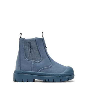 Botine dama,  85971, Piele ecologica, Albastru