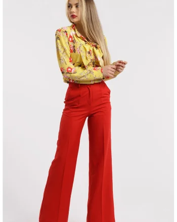 Pantaloni drepti cu talie inalta, Rosu