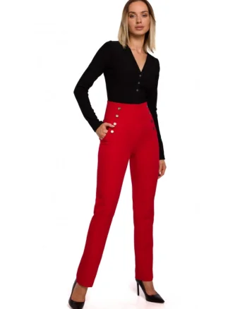 Made of Emotion Elegáns női nadrág Phuntsok M530 piros