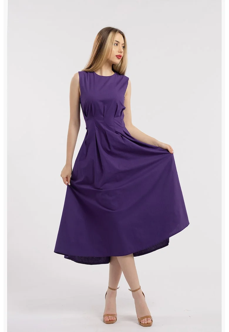 Rochie uni cu buzunare laterale, Violet