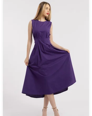 Rochie uni cu buzunare laterale, Violet