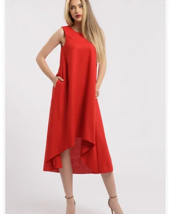 Rochie asimetrica din in, Rosu