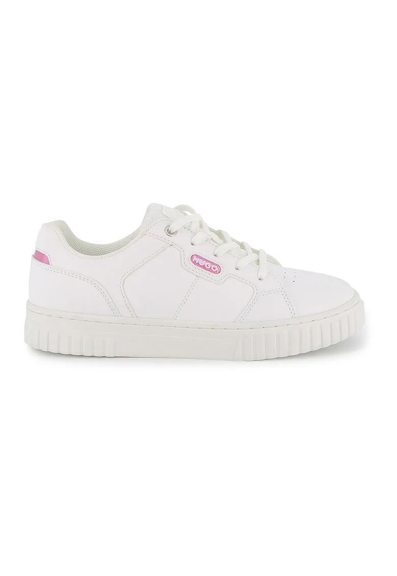 Pantofi sport de piele ecologica cu perforatii, Alb murdar