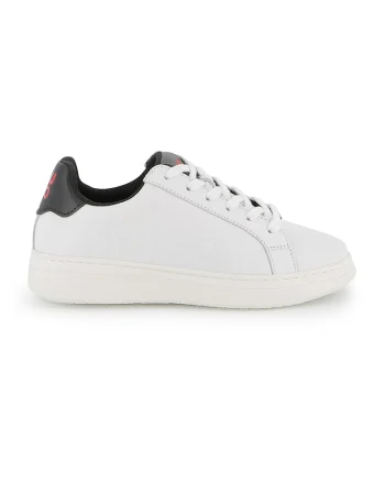 Pantofi sport de piele cu logo, Alb