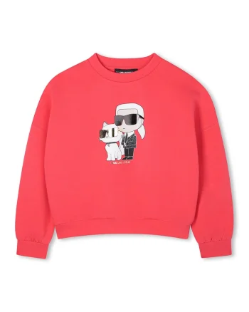 Bluza de trening cu imprimeu logo si decolteu la baza gatului, Coral