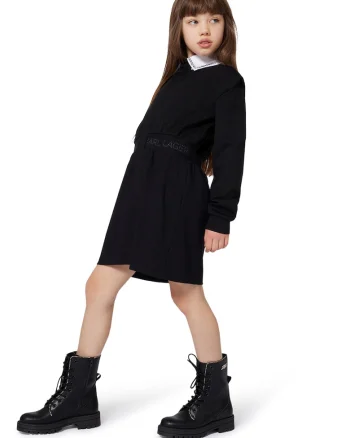 Rochie cu guler contrastant, Negru
