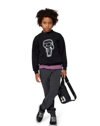 Bluza de trening cu imprimeu logo, Negru