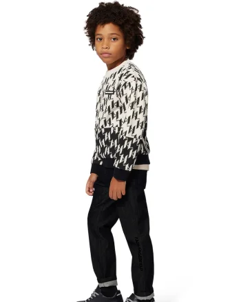 Bluza de trening cu model logo, Alb fildes/Negru