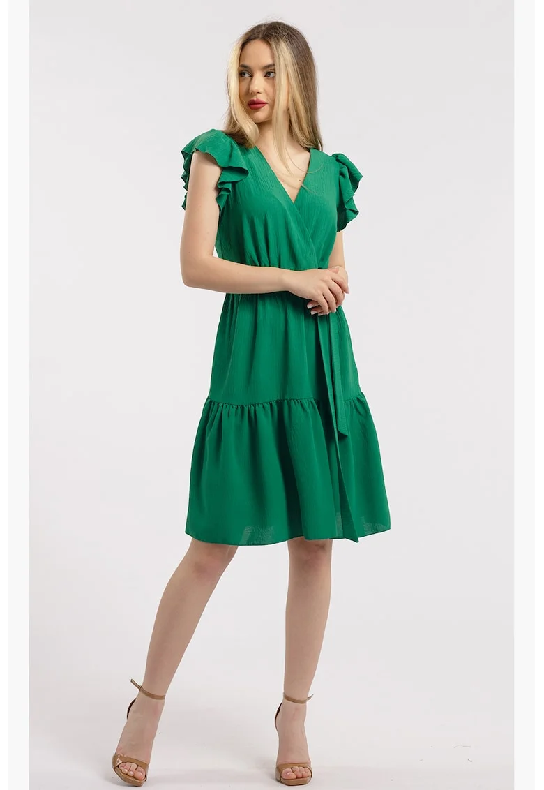 Rochie scurta cu decolteu in V, Verde