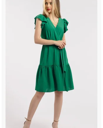 Rochie scurta cu decolteu in V, Verde