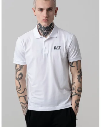 Tricou polo cu logo pe piept, Negru/Alb optic