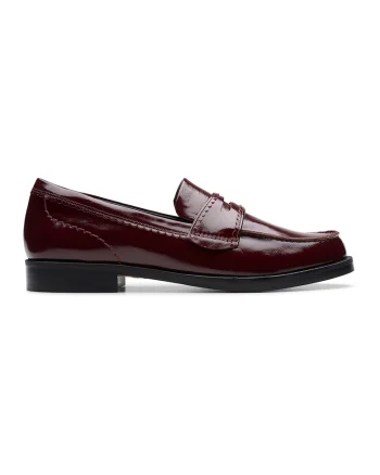 Pantofi loafer din piele cu model uni, Visiniu
