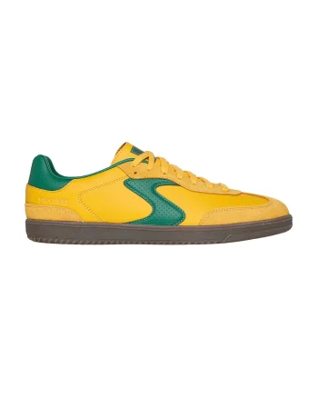 Pantofi sport din piele ecologica cu garnitura din piele intoarsa Hotshot, Verde/Galben