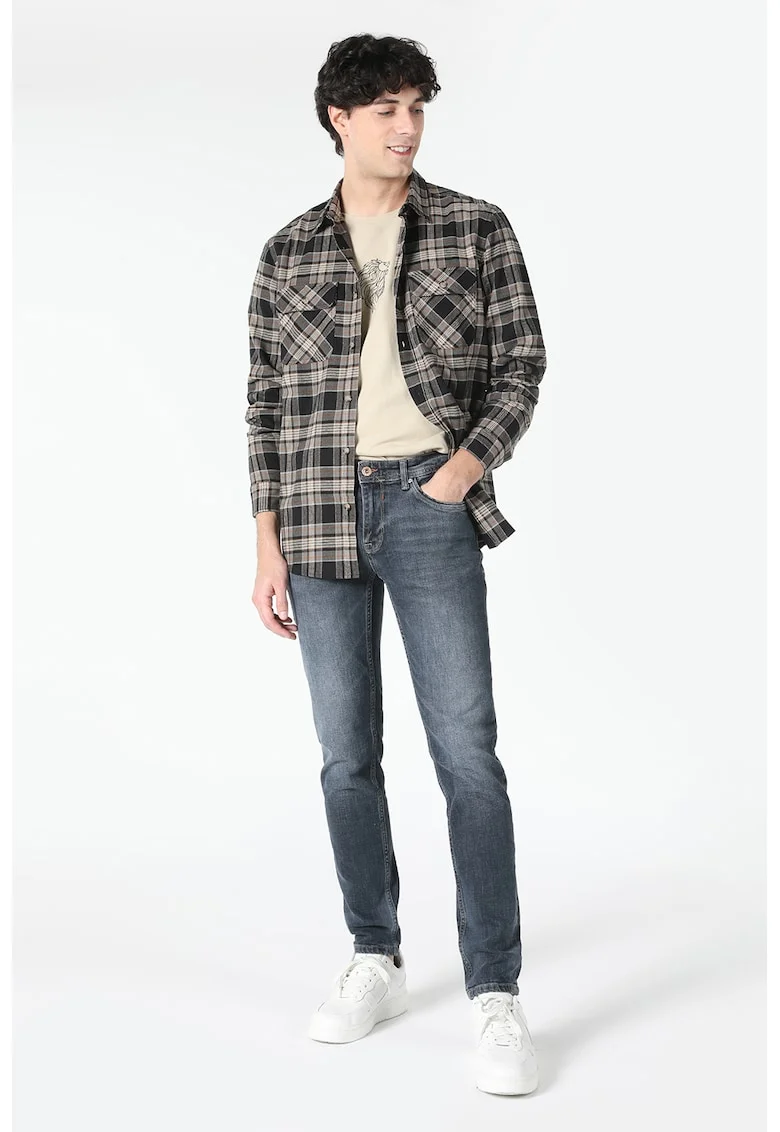 Blugi slim fit cu aspect decolorat Danny, Albastru prafuit