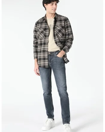 Blugi slim fit cu aspect decolorat Danny, Albastru prafuit
