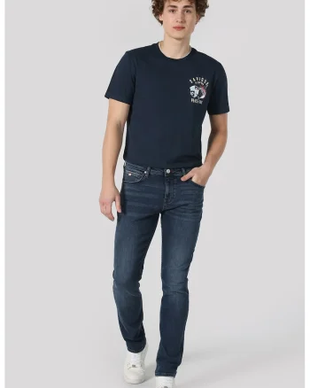 Blugi regular fit cu talie medie, Bleumarin