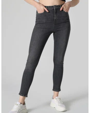Blugi slim fit cu talie inalta, Gri antracit