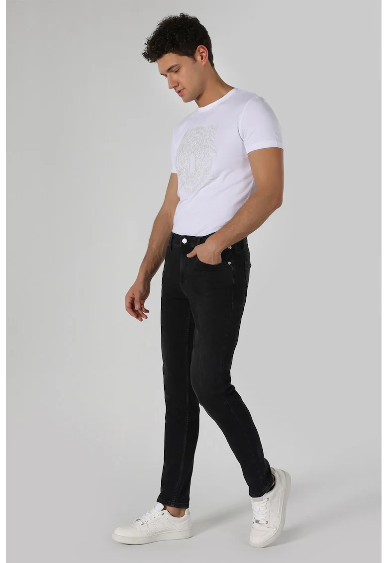 Blugi slim fit cu talie joasa 41 Danny, Negru