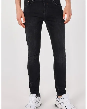 Blugi slim fit cu talie medie, Negru stins