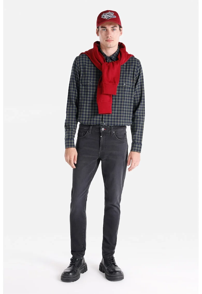 Blugi slim fit cu model uni, Gri inchis