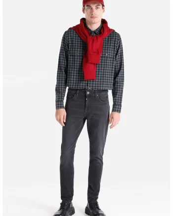 Blugi slim fit cu model uni, Gri inchis