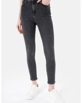 Blugi skinny cu talie inalta, Gri antracit