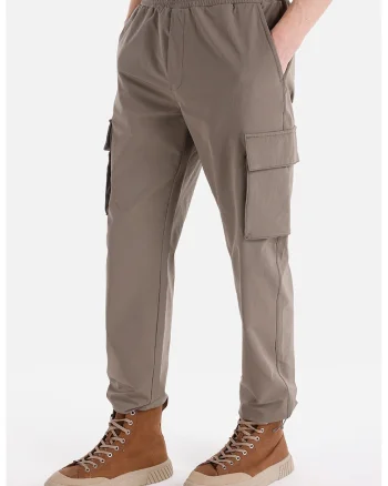 Pantaloni cargo cu talie elastica, Maro taupe