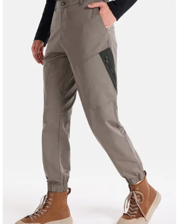 Pantaloni conici cu buzunare multiple, Maro taupe