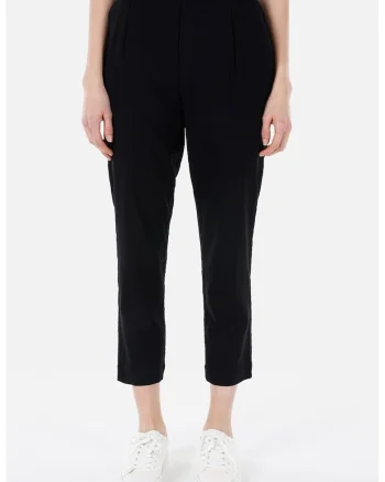 Pantaloni crop cu talie inalta, Negru