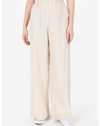 Pantaloni ampli cu talie elastica, Bej deschis
