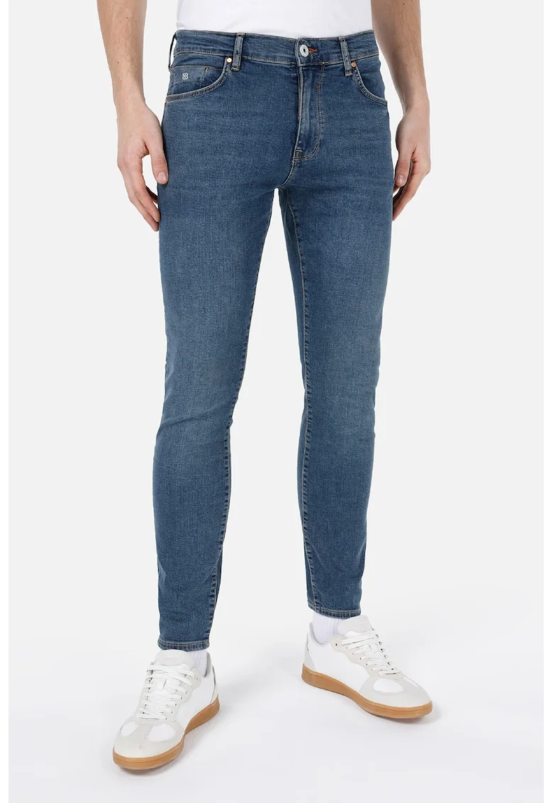 Blugi skinny cu talie medie, Albastru inchis