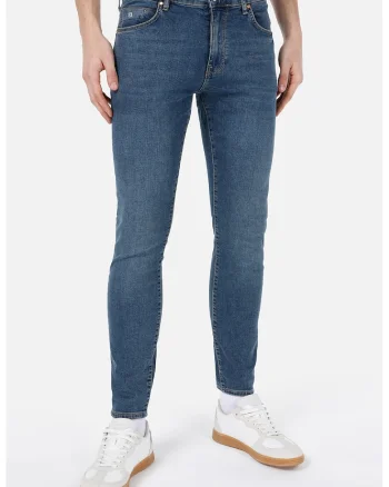 Blugi skinny cu talie medie, Albastru inchis
