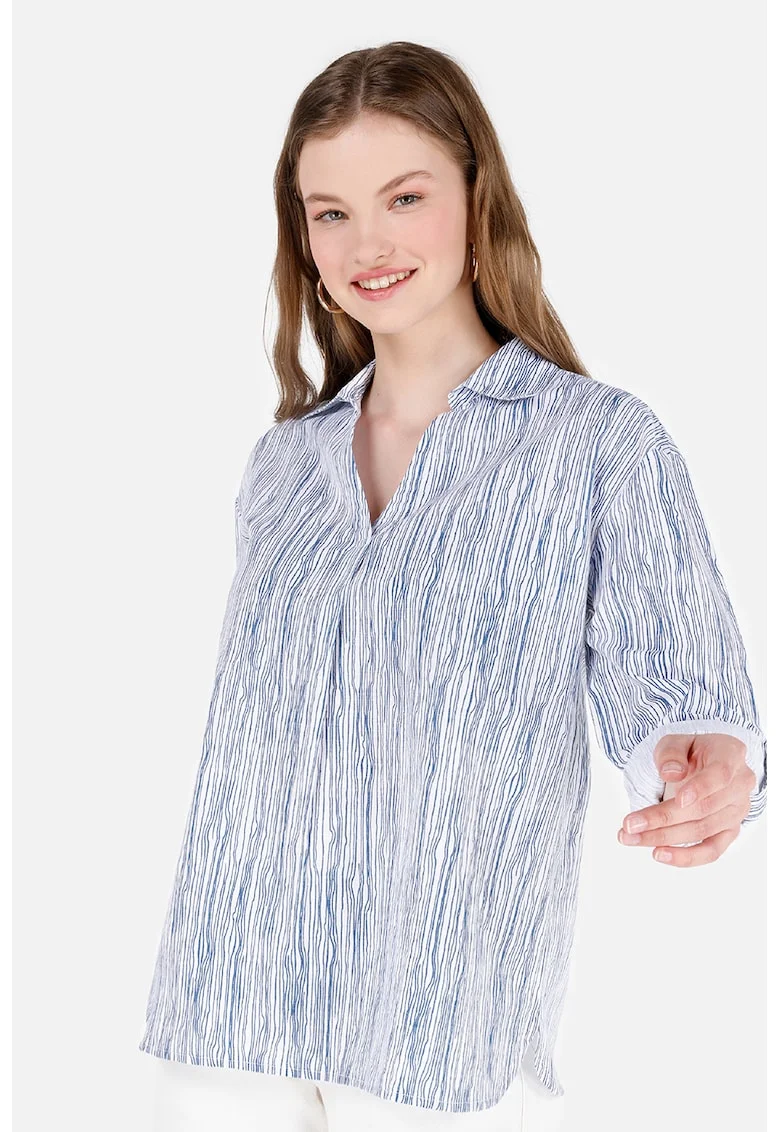 Camasa lejera cu model, Alb/Albastru inchis