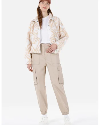 Pantaloni cargo din bumbac, Bej deschis