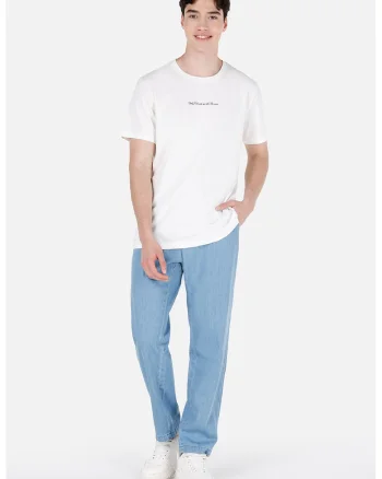 Pantaloni din material chambray, Albastru pastel